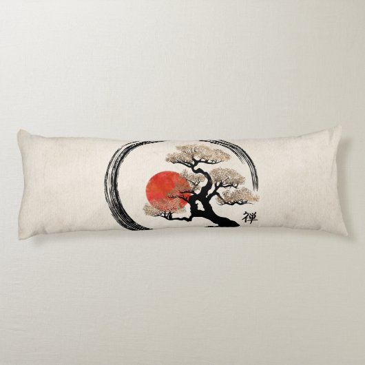 De Cirkel van Enso en Boom Bonsai op Canvas Lichaamskussen (Achterkant)