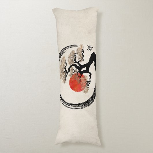 De Cirkel van Enso en Boom Bonsai op Canvas Lichaamskussen (Voorkant Verticaal)