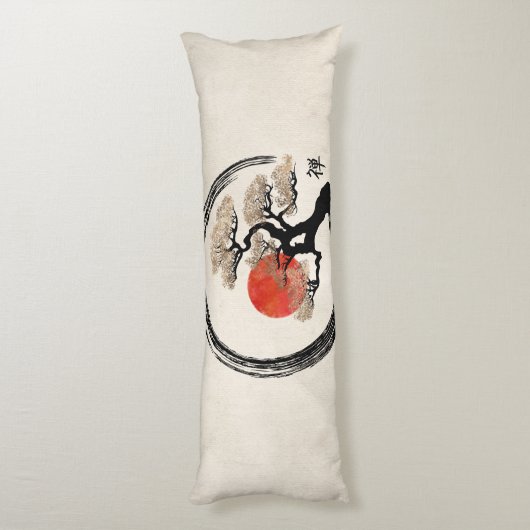 De Cirkel van Enso en Boom Bonsai op Canvas Lichaamskussen (Achterkant (Verticaal))