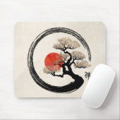 De Cirkel van Enso en Boom Bonsai op Canvas Muismat (Met muis)