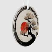 De Cirkel van Enso en Boom Bonsai op Canvas Ornament (voorkant)