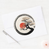 De Cirkel van Enso en Boom Bonsai op Canvas Ronde Sticker (Envelop)