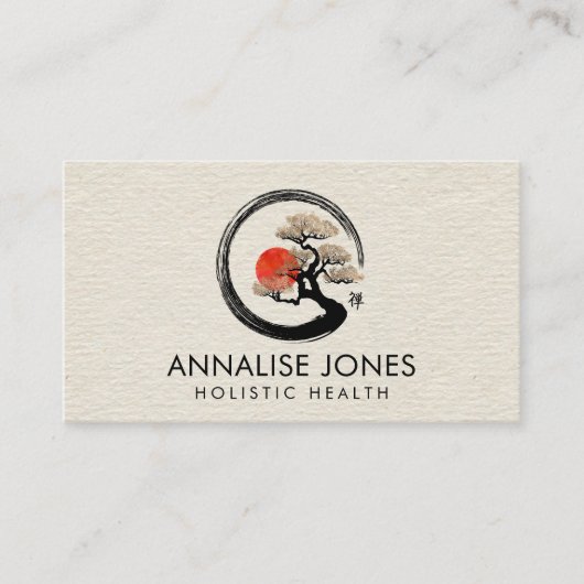 De Cirkel van Enso en Boom Bonsai op Canvas Visitekaartje (Voorkant)