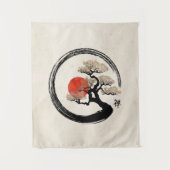 De Cirkel van Enso en Boom Bonsai op Canvas Wandkleed (Voorkant)