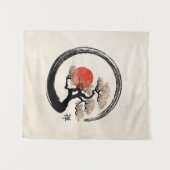 De Cirkel van Enso en Boom Bonsai op Canvas Wandkleed (Voorkant (horizontaal))