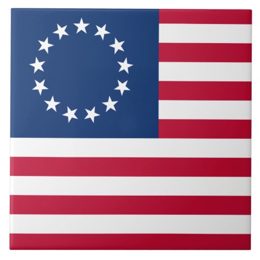 De cirkel van sterren, Amerikaanse vlag - Betsy Ro Tegeltje (Voorkant)
