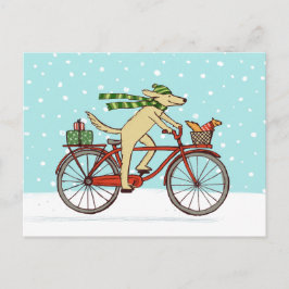 De cirkelende Vakantie van de Winter van de Hond Feestdagenkaart