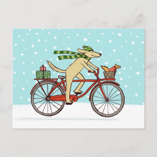 De cirkelende Vakantie van de Winter van de Hond Feestdagenkaart (Voorkant)