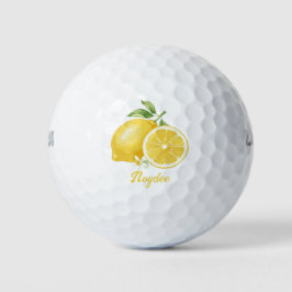 De citroen, helder geel fruit, zuur en fris golfballen