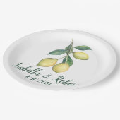 De citroenboomtak | Bruiloft Gast Detail Papieren Bordje (Gekanteld)