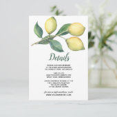 De citroenboomtak | Details voor bruiloftsgasten Kaart (Staand voorkant)
