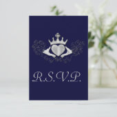 De Claddagh R.S.V.P kaart (zilver) (Staand voorkant)