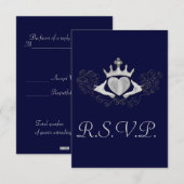 De Claddagh R.S.V.P kaart (zilver) (Voorkant / Achterkant)