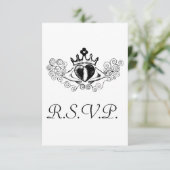 De Claddagh R.S.V.P kaart (zwart) (Staand voorkant)