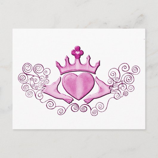 De Claddagh (roze) Briefkaart (Voorkant)