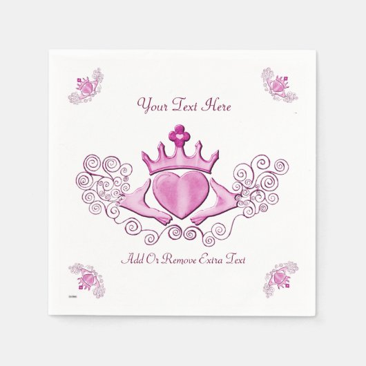 De Claddagh (roze) Servetten (Voorkant)