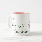 De Claddagh (roze) Tweekleurige Koffiemok (Voorkant links)