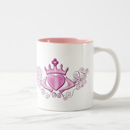 De Claddagh (roze) Tweekleurige Koffiemok (Rechts)