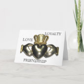 De Claddagh versie5 gezegde op de achterkant van d Feestdagen Kaart (Voorkant)