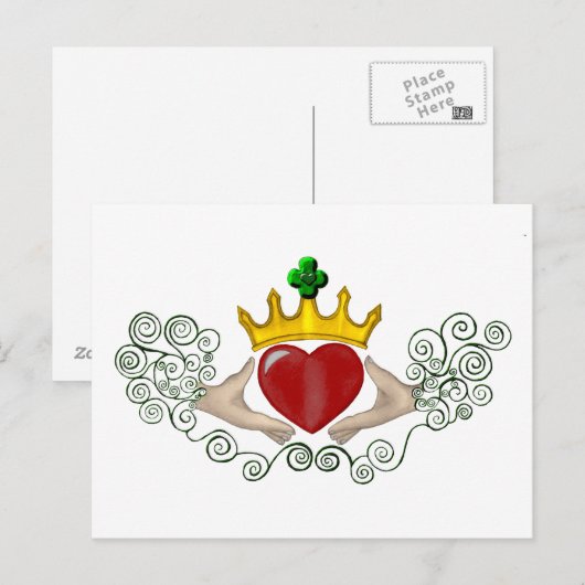 De Claddagh (volledige kleur) Briefkaart (Voorkant / Achterkant)