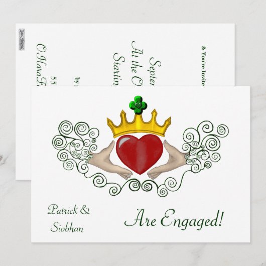 De Claddagh (volledige kleur) Kaart (Voorkant / Achterkant)