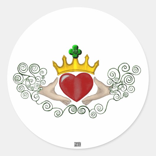 De Claddagh (volledige kleur) Ronde Sticker (Voorkant)