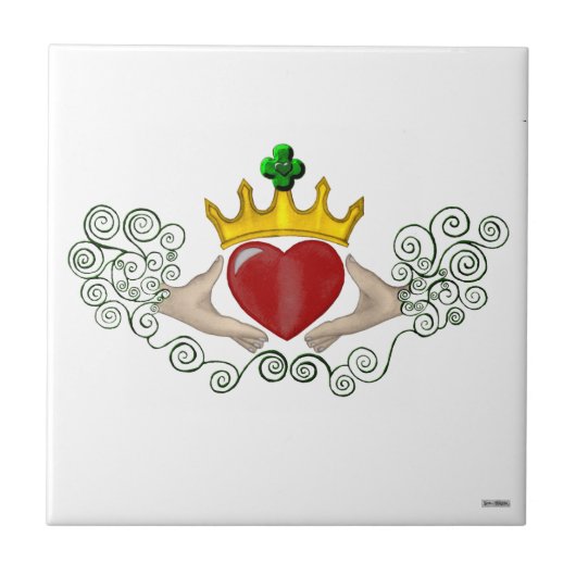 De Claddagh (volledige kleur) Tegeltje (Voorkant)