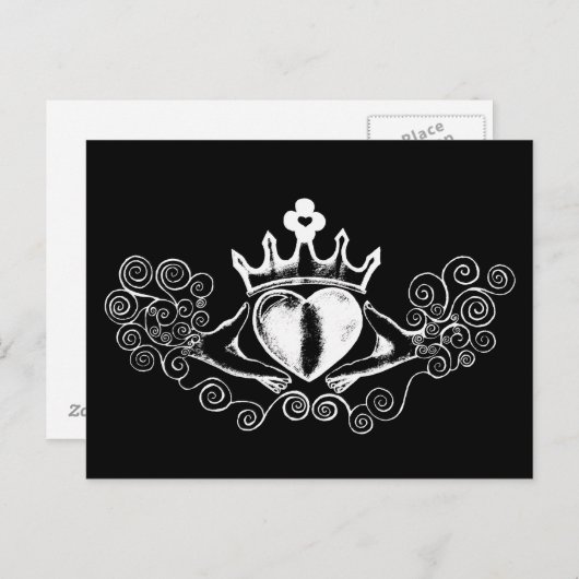 De Claddagh (wit) Briefkaart (Voorkant / Achterkant)