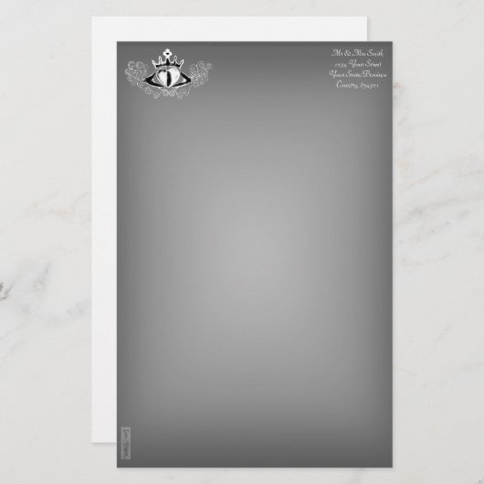 De Claddagh (wit) Briefpapier (Voorkant / Achterkant)