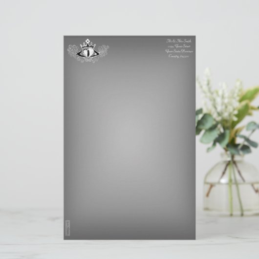 De Claddagh (wit) Briefpapier (Staand voorkant)