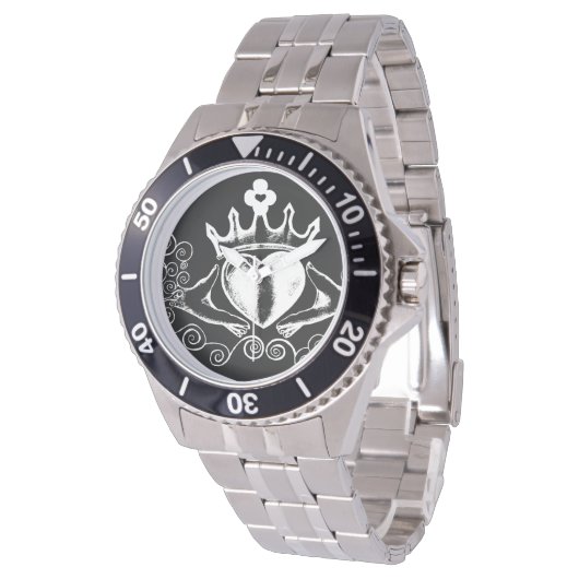 De Claddagh (wit) Horloge (Gekanteld)