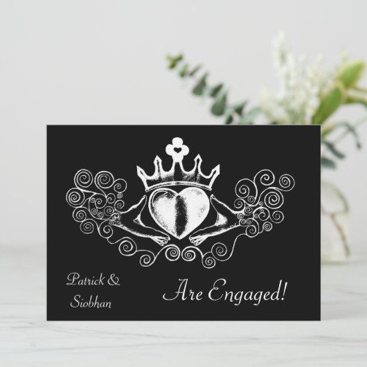 De Claddagh (wit) Kaart (Staand voorkant)