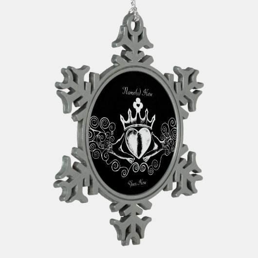 De Claddagh (wit) Tin Sneeuwvlok Ornament (Links)