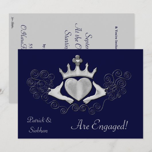 De Claddagh (zilver) Kaart (Voorkant / Achterkant)