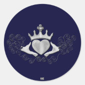 De Claddagh (zilver) Ronde Sticker (Voorkant)