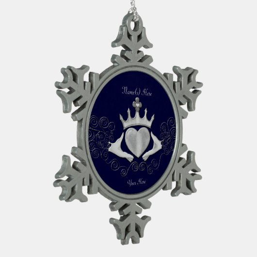 De Claddagh (zilver) Tin Sneeuwvlok Ornament (Links)