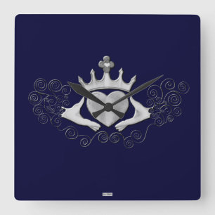 De Claddagh (zilver) Vierkante Klok