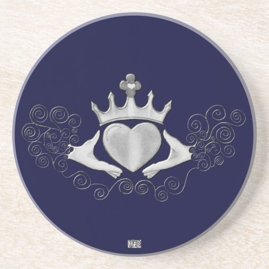 De Claddagh (zilver) Zandsteen Onderzetter (Voorkant)