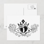 De Claddagh (zwart) Briefkaart (Voorkant / Achterkant)