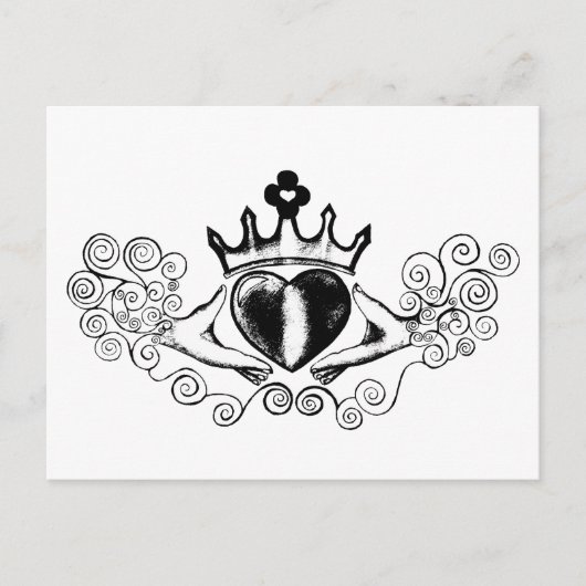 De Claddagh (zwart) Briefkaart (Voorkant)