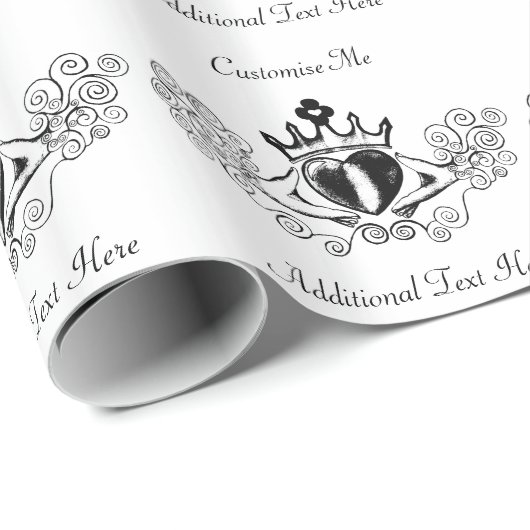 De Claddagh (zwart) Cadeaupapier (Rol Hoek)