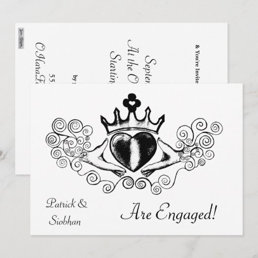 De Claddagh (zwart) Kaart (Voorkant / Achterkant)