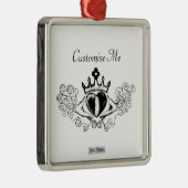 De Claddagh (zwart) Metalen Ornament (Rechts)
