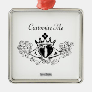 De Claddagh (zwart) Metalen Ornament