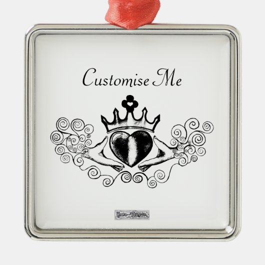 De Claddagh (zwart) Metalen Ornament (Voorkant)