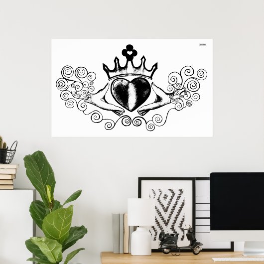 De Claddagh (zwart) Poster (Thuiskantoor)
