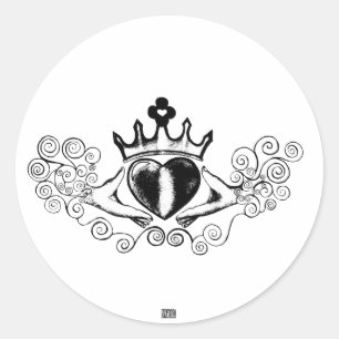De Claddagh (zwart) Ronde Sticker