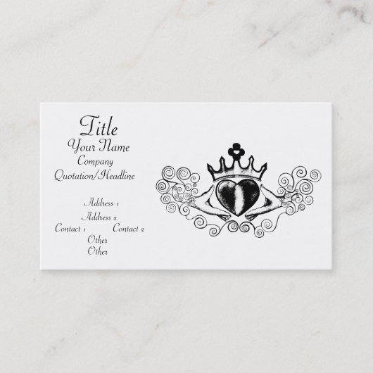 De Claddagh (zwart) Visitekaartje (Voorkant)