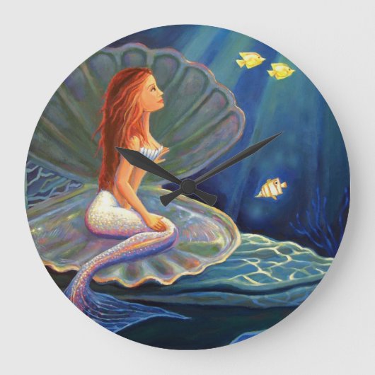 De Clamshell Mermaid Art Wall klok (Voorkant)