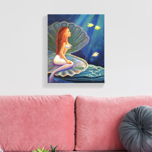 De Clamshell Zeemeermin - Ingewikkelde Canvas Prin (Insitu (Woonkamer))